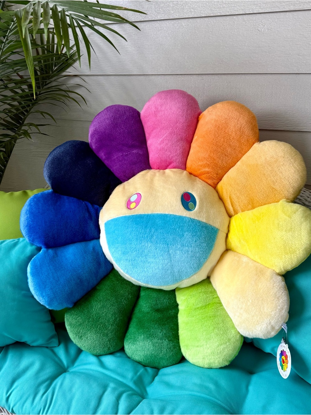 Brand New Takashi Murakami Large Flower Cushion Rainbow - Japan - Rare